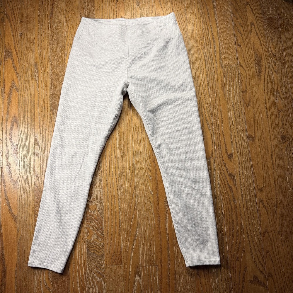 Kyodan Leggings Womens Large Gray Chevron Elastic Waist Stretch Knit Athleisure